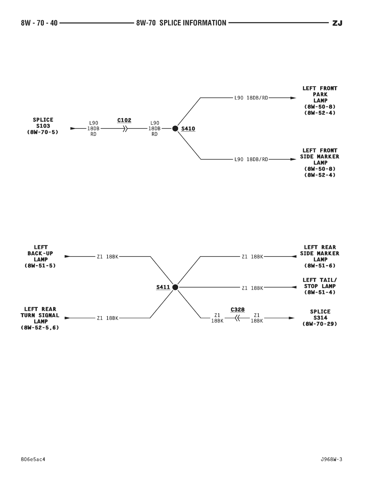 1996 Jeep Grand Cherokee ZJ Service Manual — page 831 wiring diagram