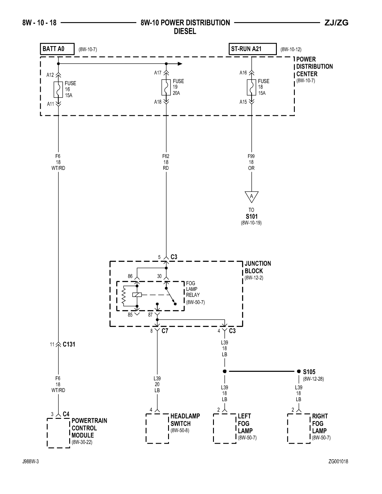 1998 Jeep Grand Cherokee ZJ Export Service Manual — page 586 wiring diagram