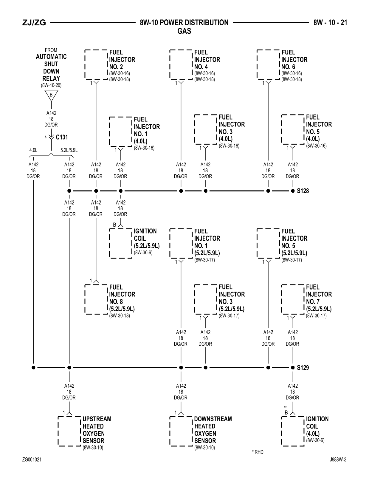 1998 Jeep Grand Cherokee ZJ Export Service Manual — page 589 wiring diagram