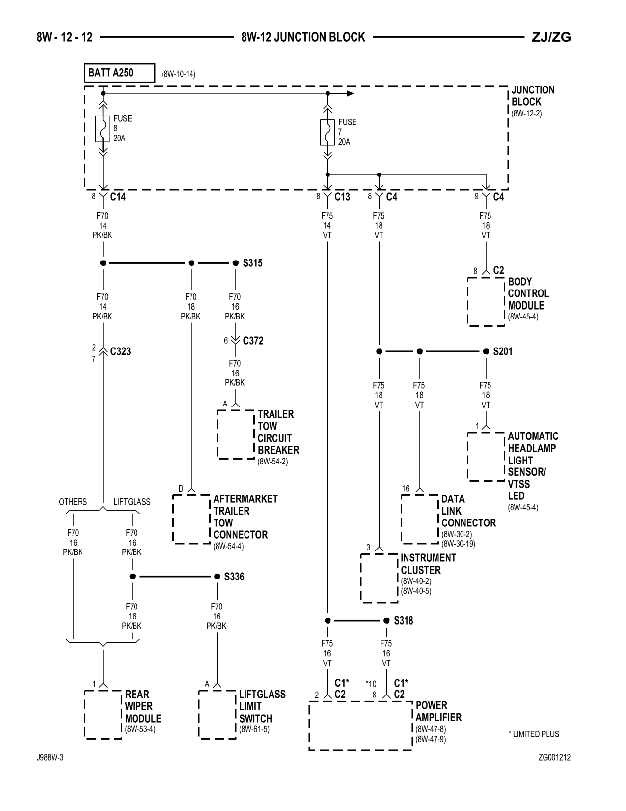1998 Jeep Grand Cherokee ZJ Export Service Manual — page 604 wiring diagram
