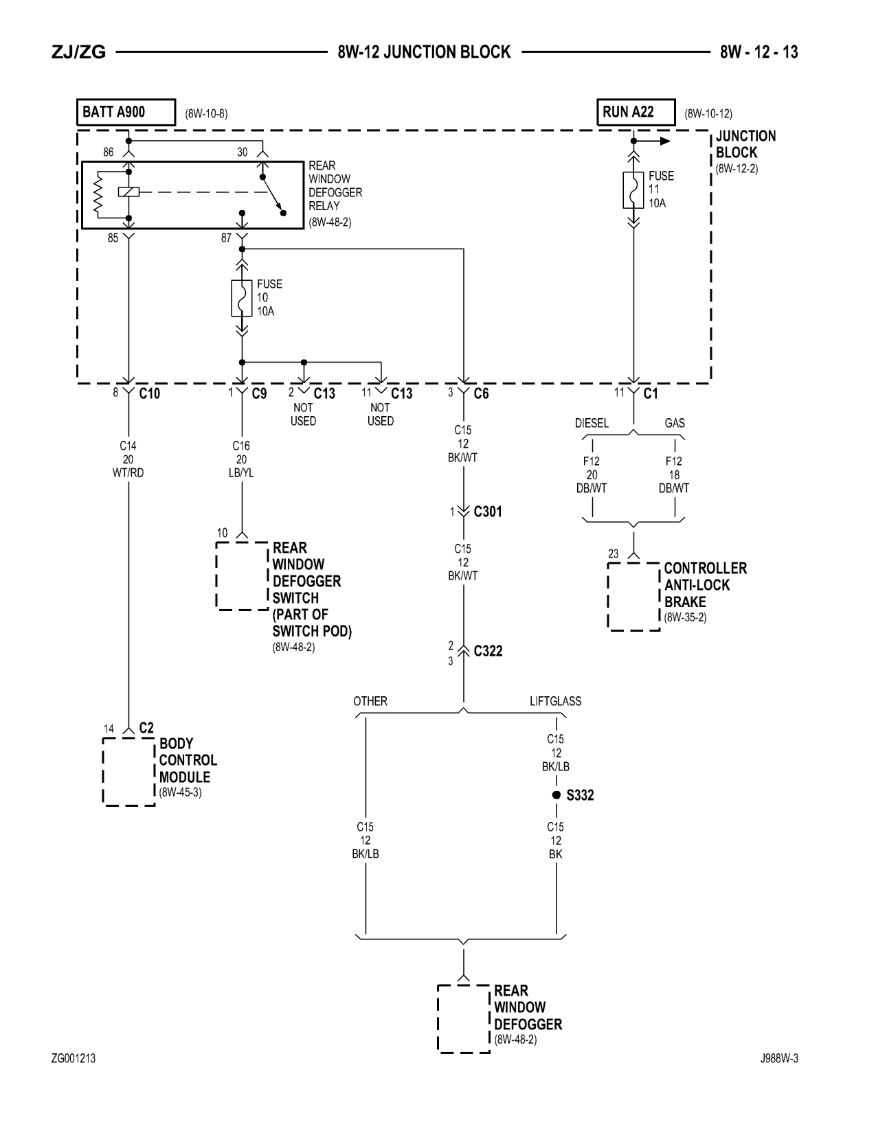 1998 Jeep Grand Cherokee ZJ Export Service Manual — page 605 wiring diagram