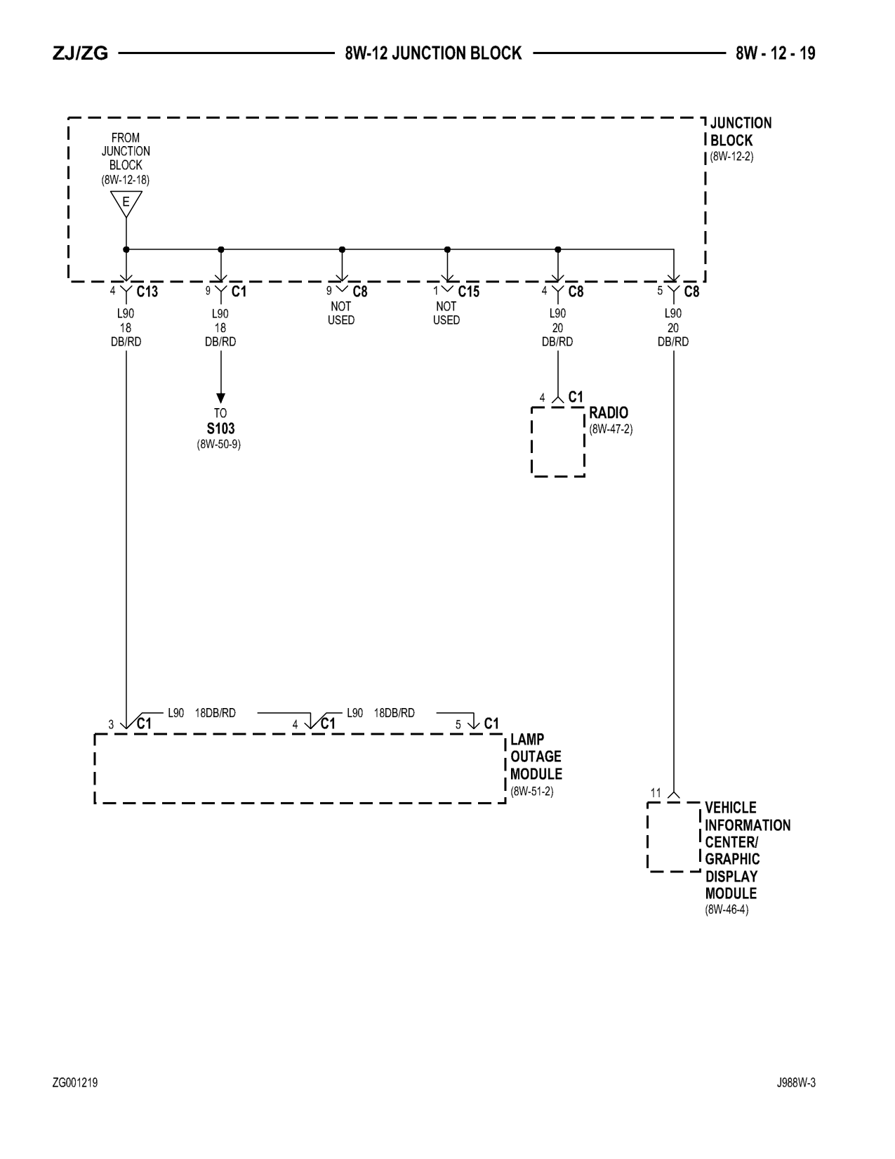 1998 Jeep Grand Cherokee ZJ Export Service Manual — page 611 wiring diagram