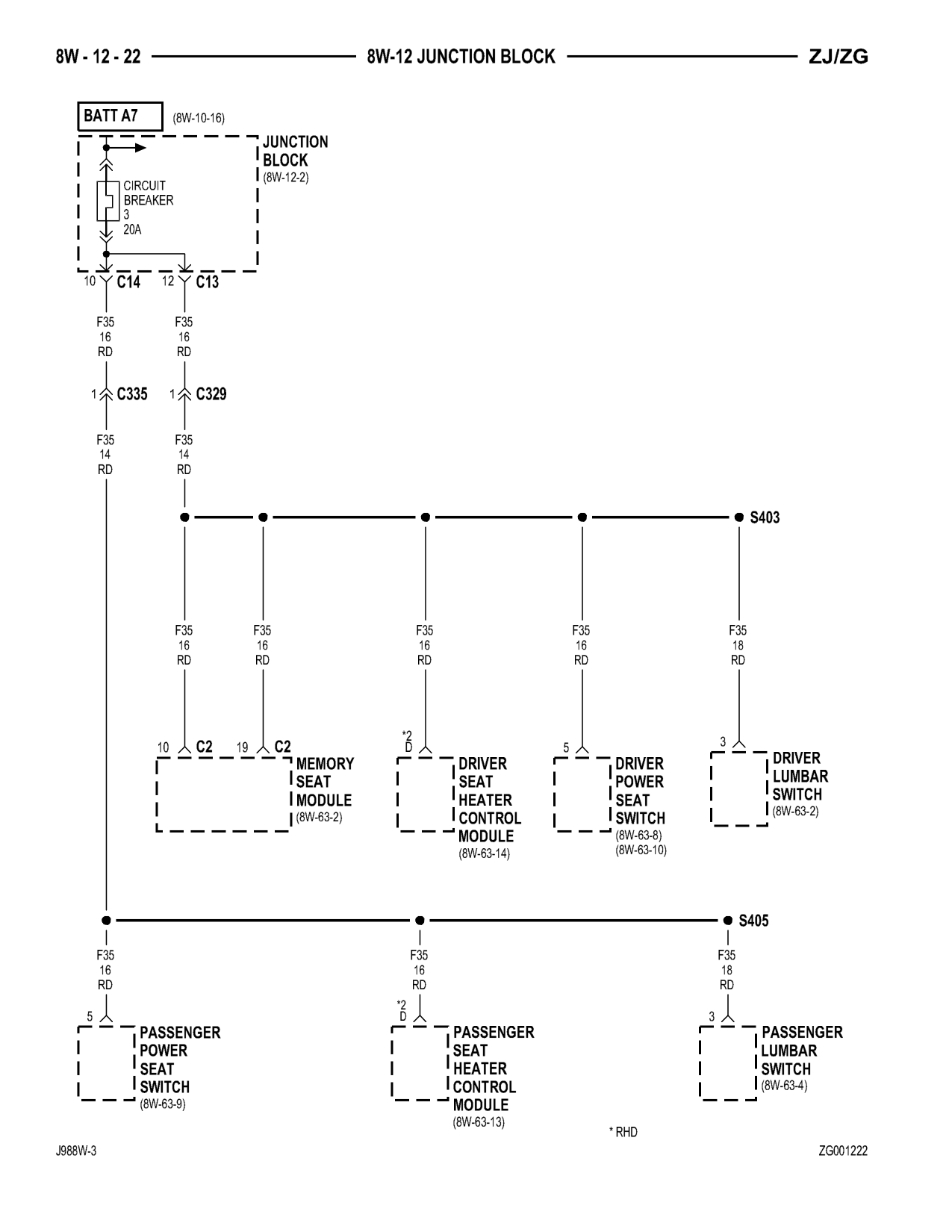 1998 Jeep Grand Cherokee ZJ Export Service Manual — page 614 wiring diagram