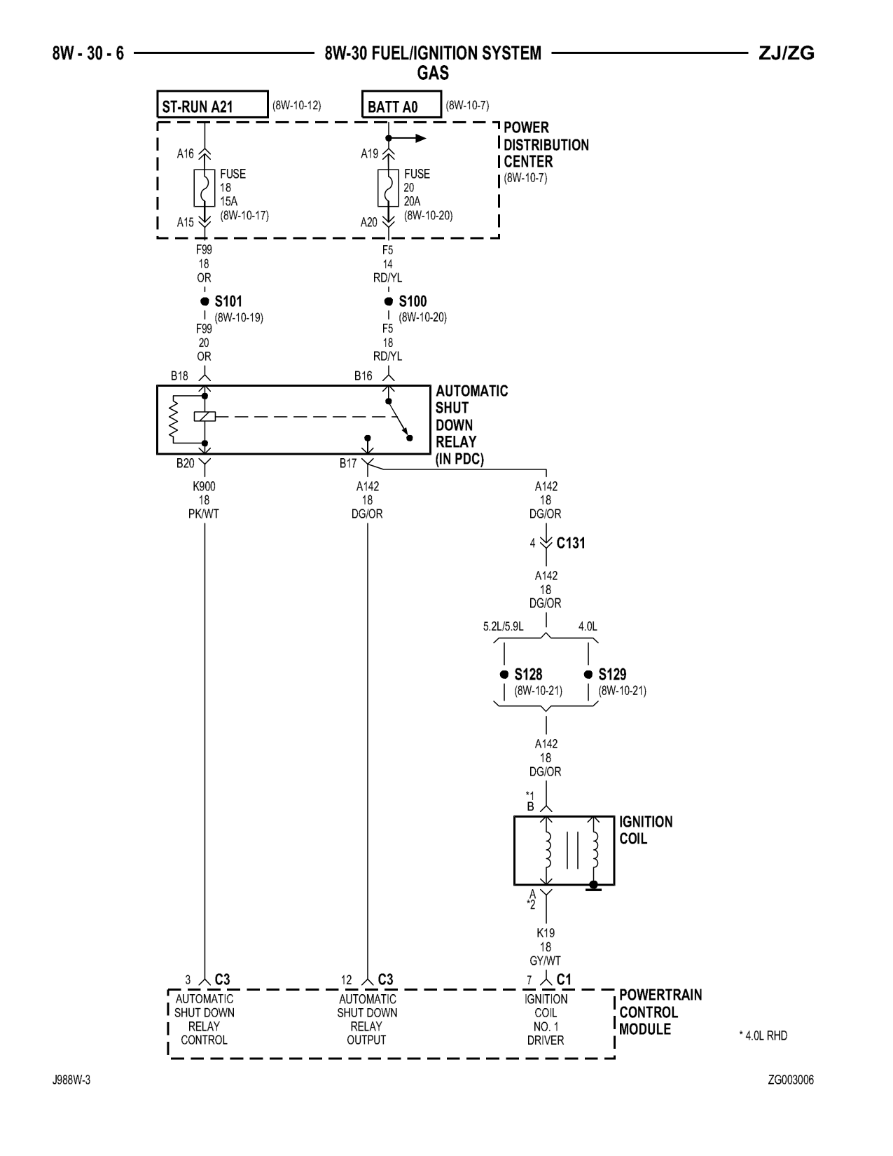 1998 Jeep Grand Cherokee ZJ Export Service Manual — page 654 wiring diagram