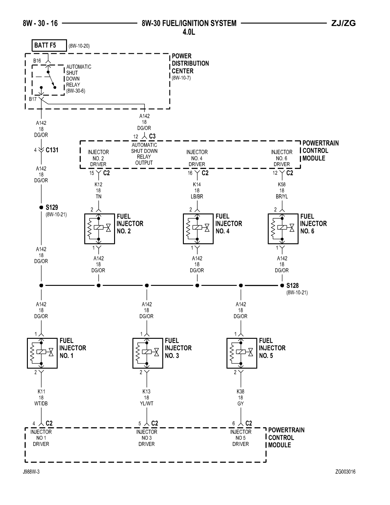 1998 Jeep Grand Cherokee ZJ Export Service Manual — page 664 wiring diagram