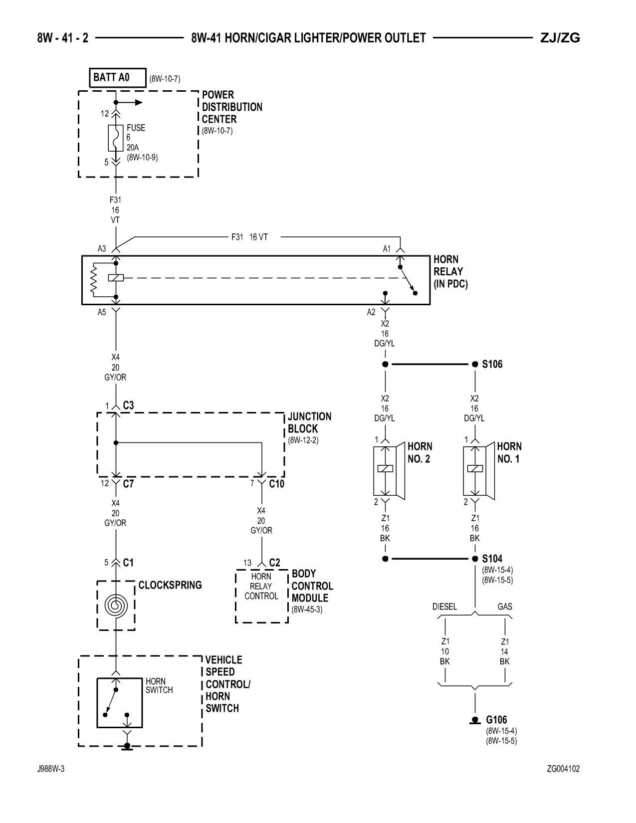 1998 Jeep Grand Cherokee ZJ Export Service Manual — page 710 wiring diagram