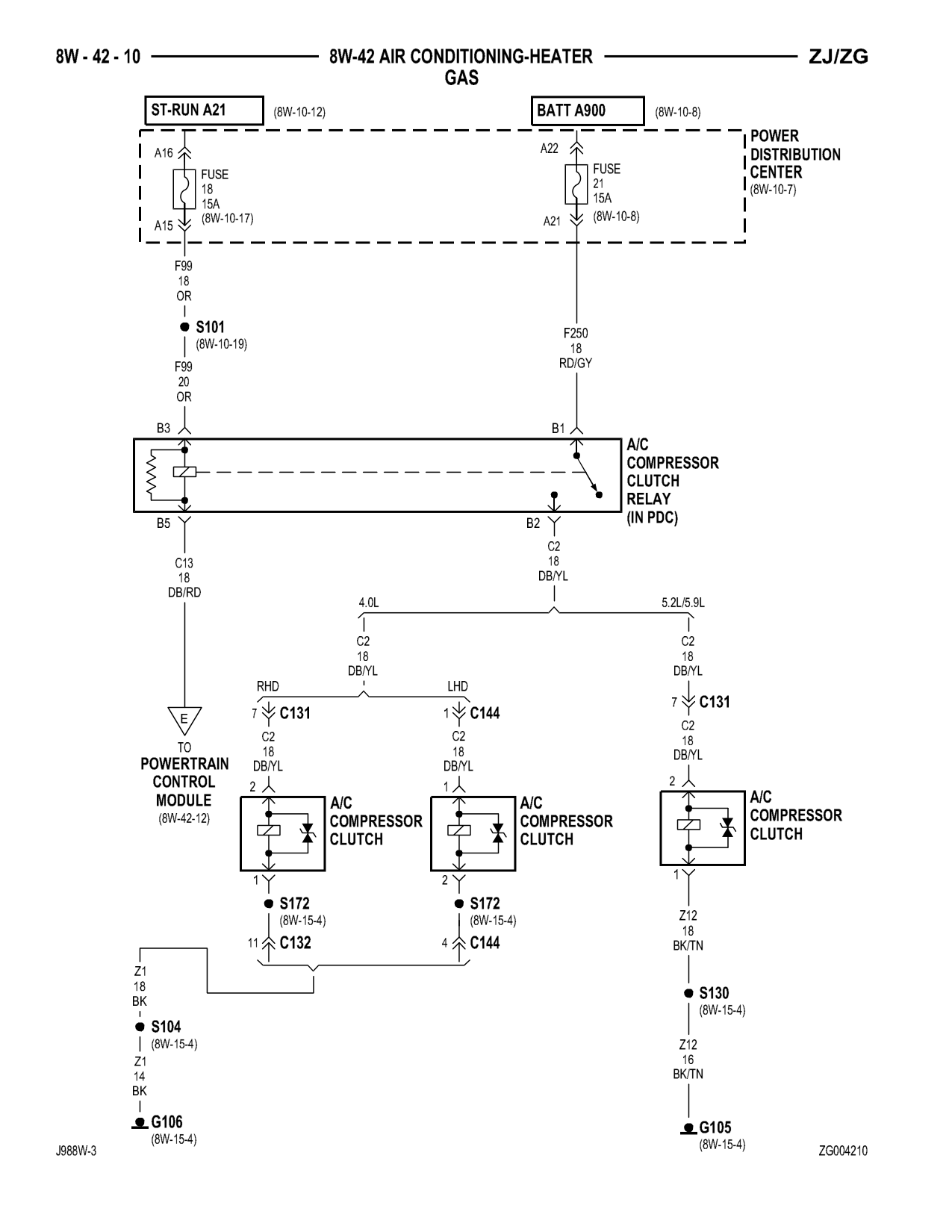 1998 Jeep Grand Cherokee ZJ Export Service Manual — page 722 wiring diagram