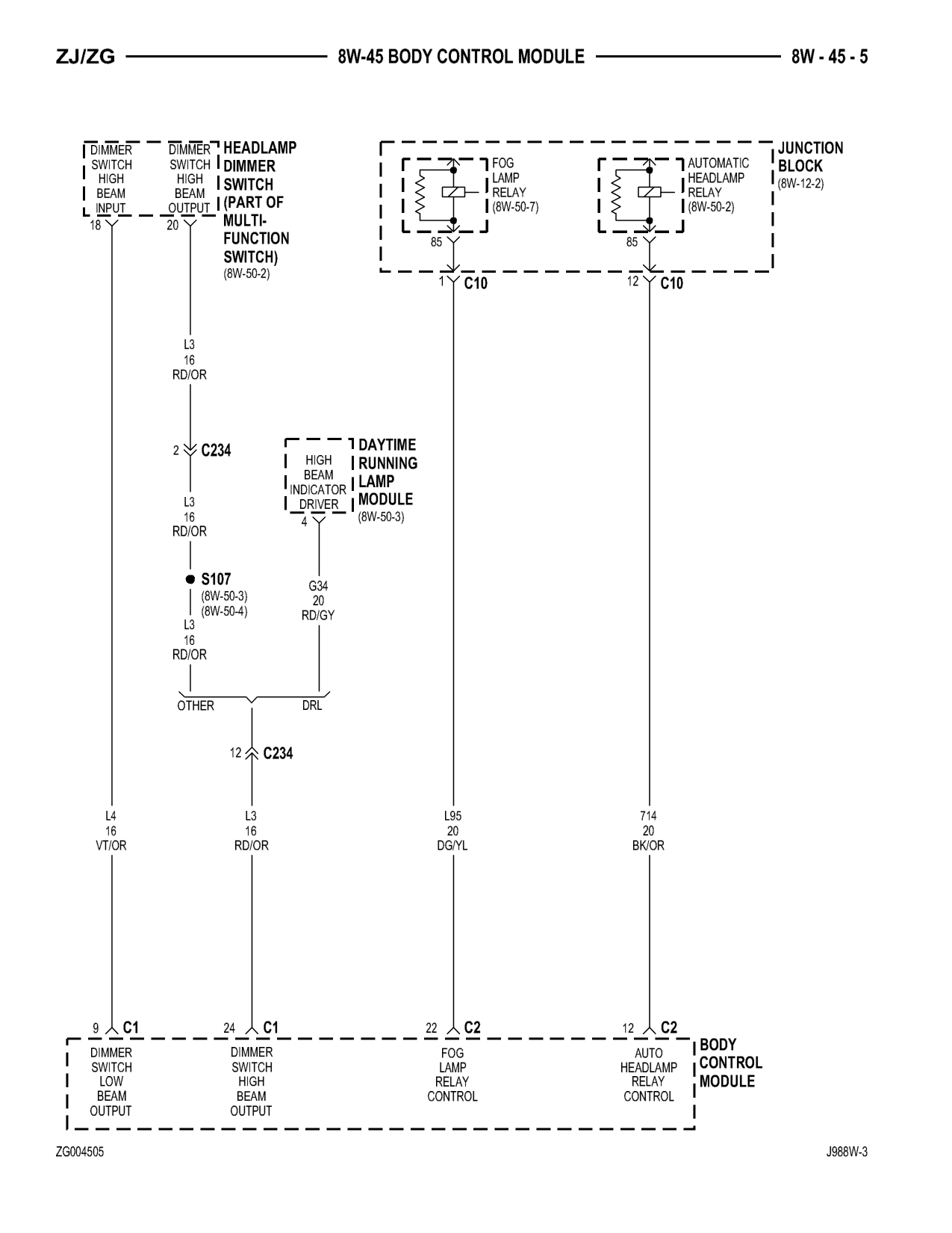 1998 Jeep Grand Cherokee ZJ Export Service Manual — page 749 wiring diagram