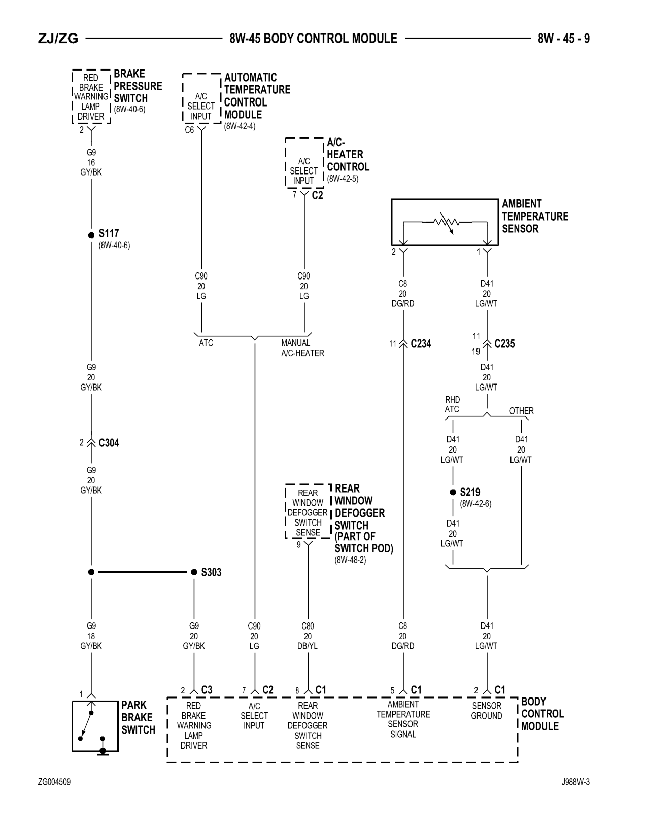 1998 Jeep Grand Cherokee ZJ Export Service Manual — page 753 wiring diagram