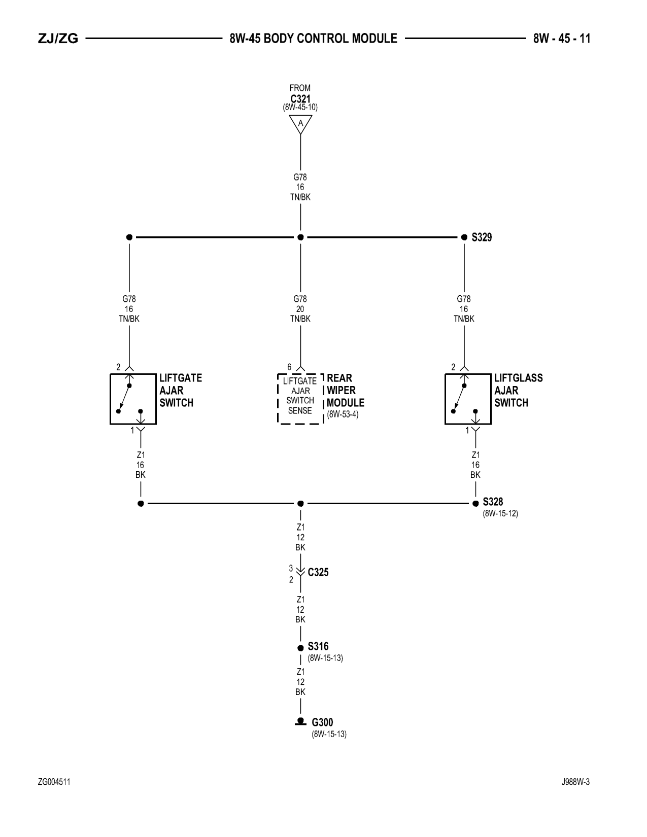 1998 Jeep Grand Cherokee ZJ Export Service Manual — page 755 wiring diagram
