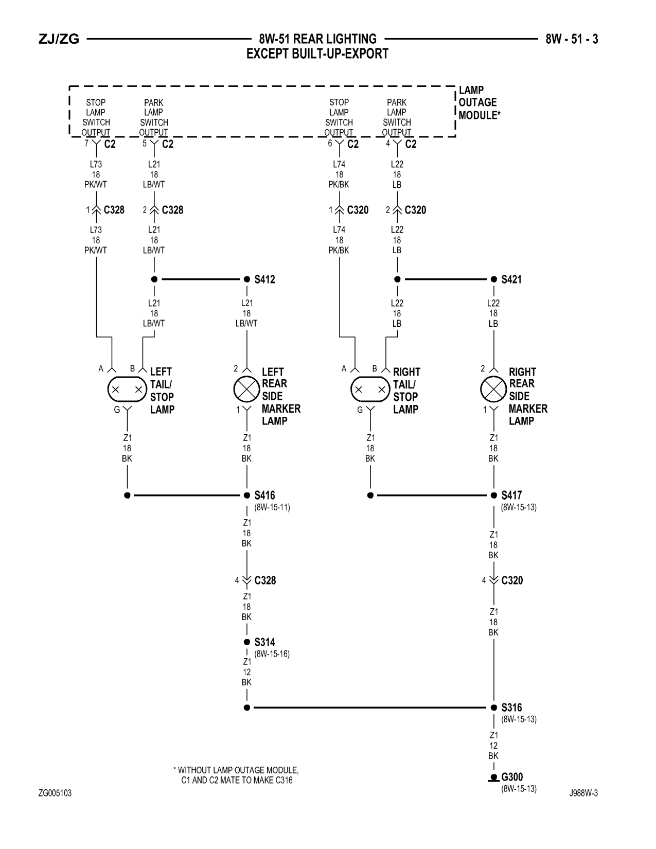 1998 Jeep Grand Cherokee ZJ Export Service Manual — page 795 wiring diagram