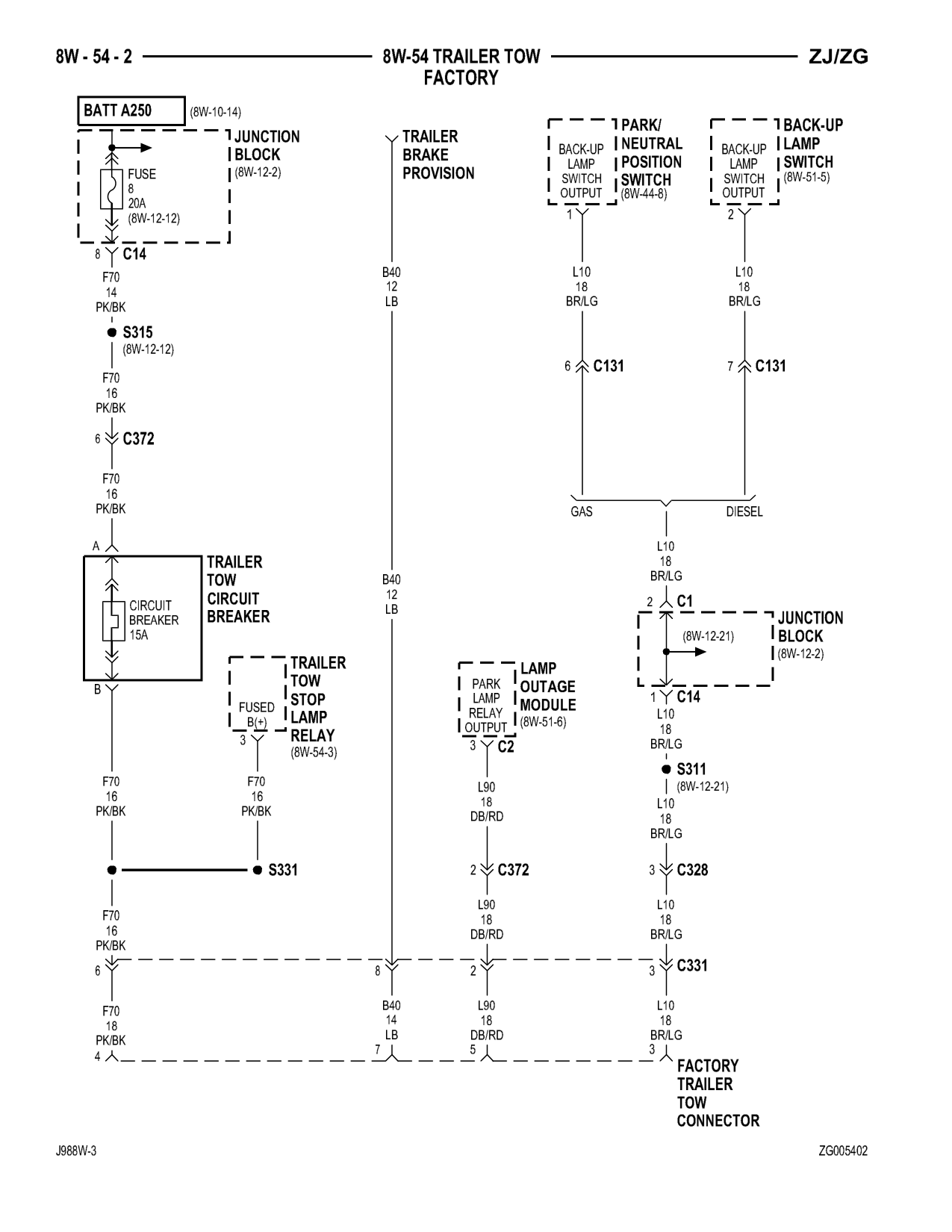 1998 Jeep Grand Cherokee ZJ Export Service Manual — page 816 wiring diagram