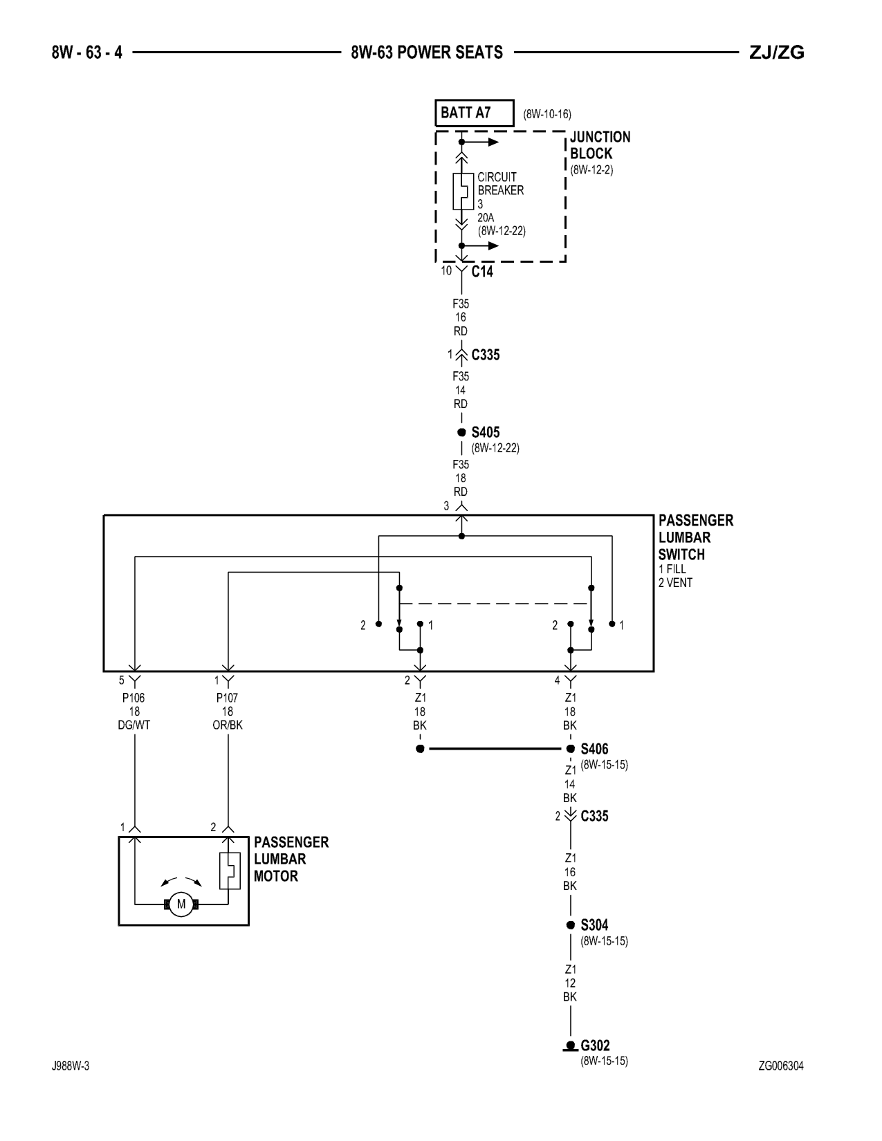 1998 Jeep Grand Cherokee ZJ Export Service Manual — page 836 wiring diagram