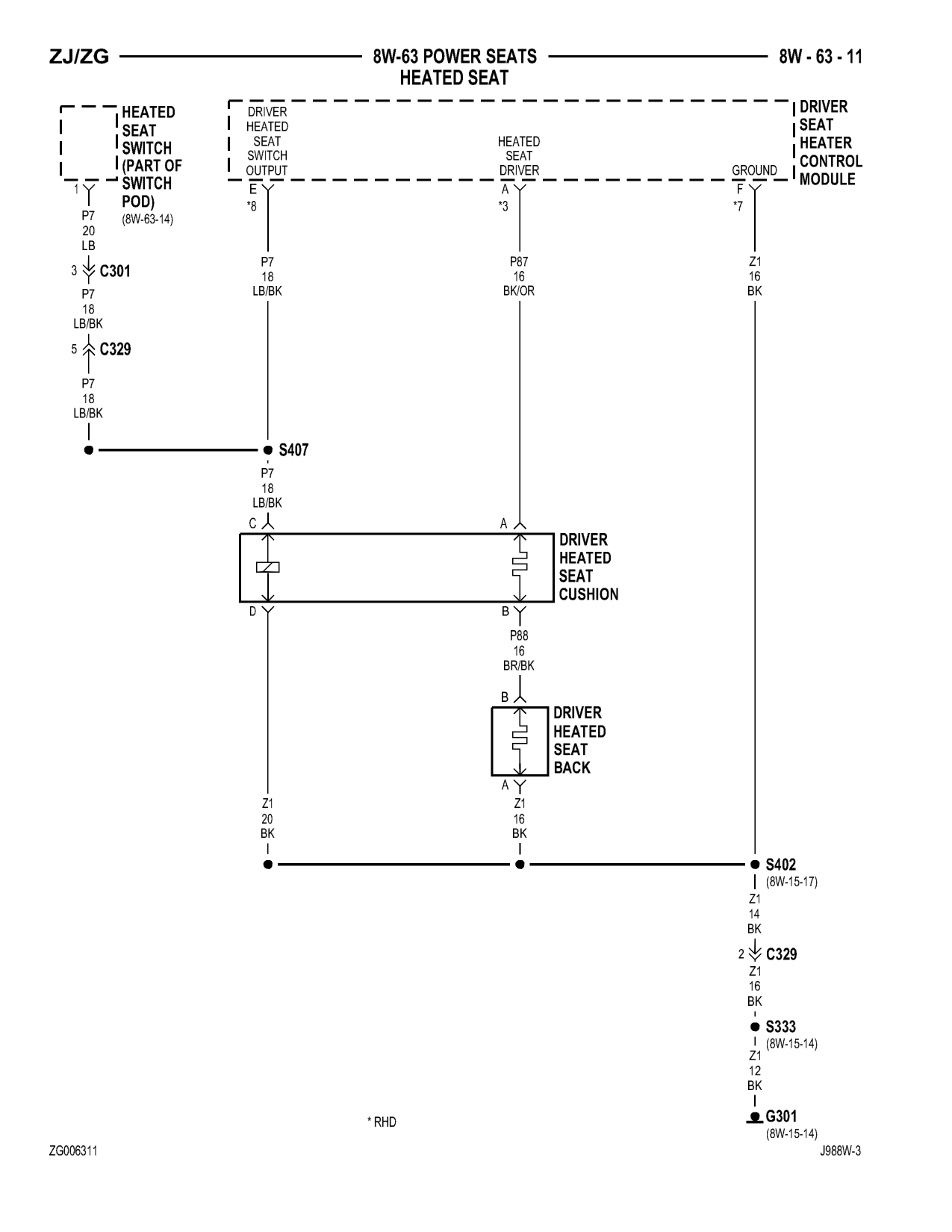 1998 Jeep Grand Cherokee ZJ Export Service Manual — page 843 wiring diagram