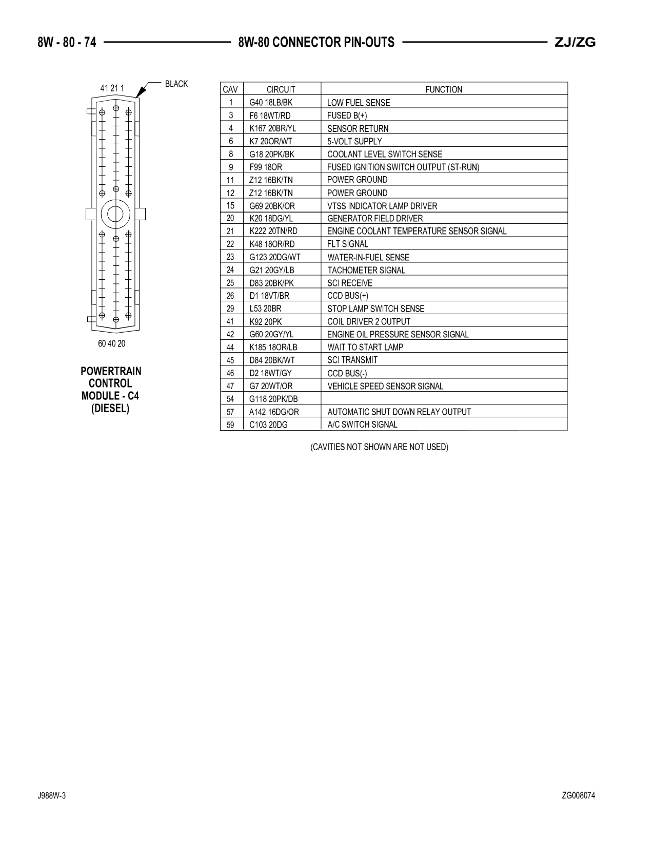 1998 Jeep Grand Cherokee ZJ Export Service Manual — page 934 wiring diagram